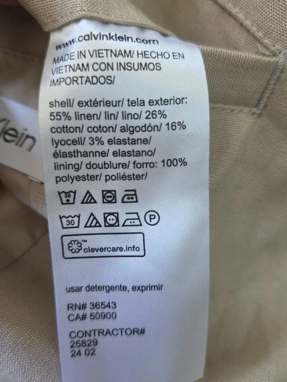 Calvin Klein Mens Linen-blend Two-Button Blazer Jacket, Beige M 42R $329